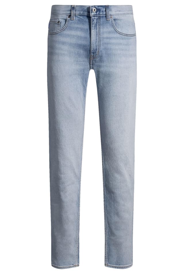 👖 HUGO Herren Ash Slim-Fit Jeans aus blauem Stone-Washed-Denim 31W / 34L Turquoise/Aqua - 50% Rabatt!