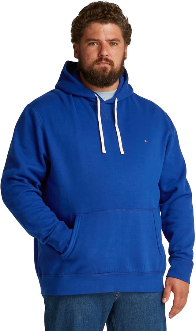 Tommy Hilfiger Herren Hoodie Essential Fleece mit Kapuze 5XL Große Größen Blau (Wedge Blue) 🧥💙