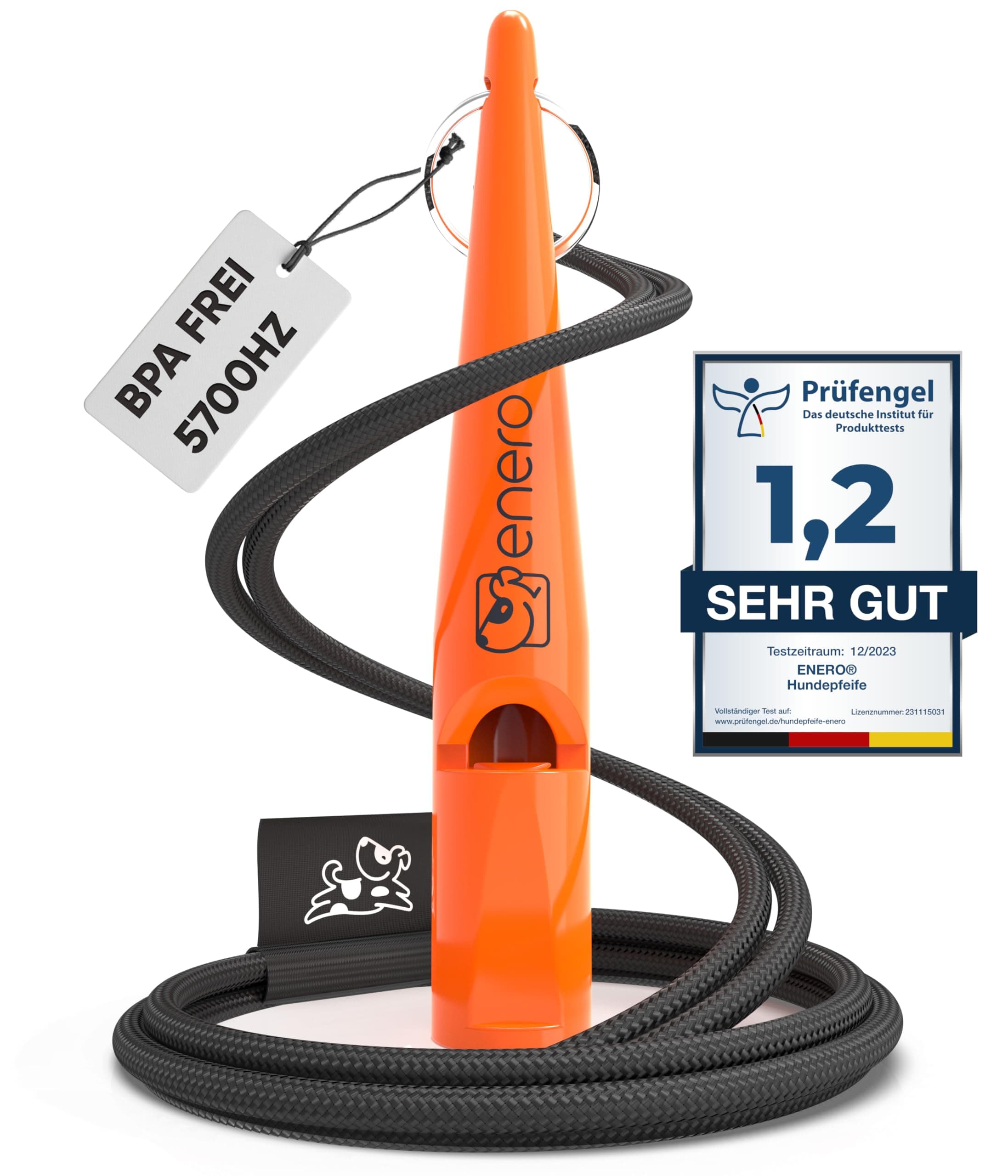 🐕🔊 ENERO® Hundepfeife mit praktischem Umhängeband - Perfektes Hundezubehör