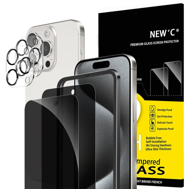 📱🔒 NEW'C 2 x Sichtschutz für iPhone 15 Pro Max - Panzer Schutzglas Set 🛡️