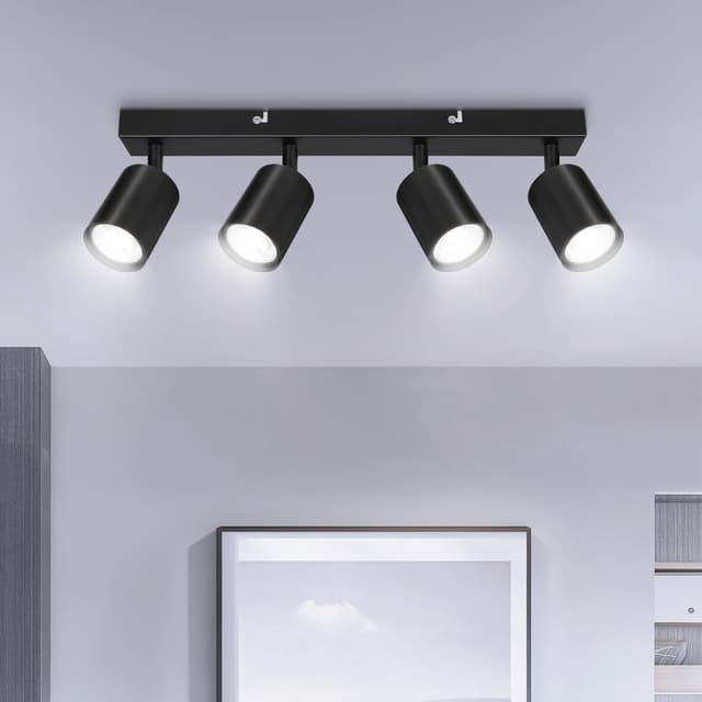 Ketom LED Deckenstrahler Schwarz - Deckenlampe 4 Flammig Schwenkbar 🌟