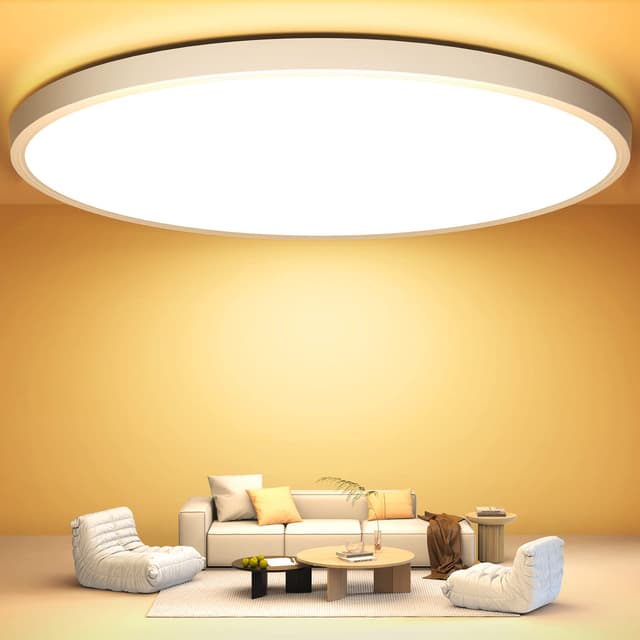 LED Deckenleuchte Flach Led Deckenlampe - Ø30CM 24W 3000K 2400LM Warmweiss Wohnzimmer Utra Dünn Led Lampe Decke für Küche Schlafzimmer Badezimmer Kinderzimmer Flur Keller Modern Rund IP44 Wasserdicht Warmweißes Licht - Weißer Rahmen 1 Stück Ø30cm