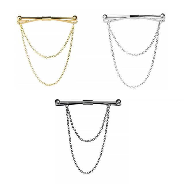 Angebot: 3 Stück Krawattennadel Metall Kragen Bar Pins
