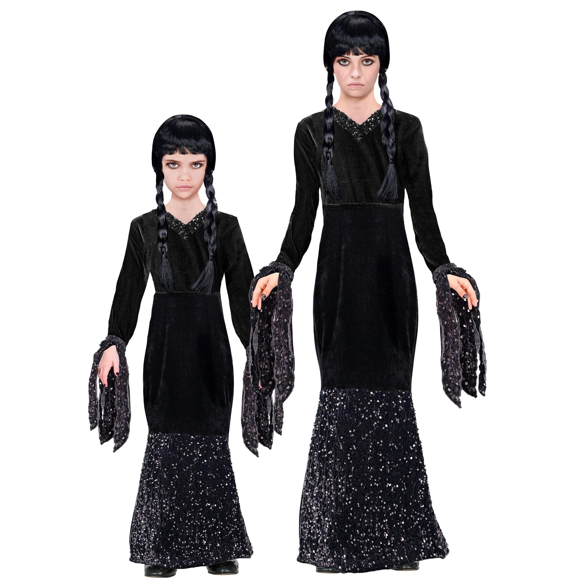 🎃👻 W WIDMANN MILANO Party Fashion - Kinderkostüm Dark Girl, Gothic Kleid, Hexe, Halloween Schwarz 116 🧙‍♀️🕷️
