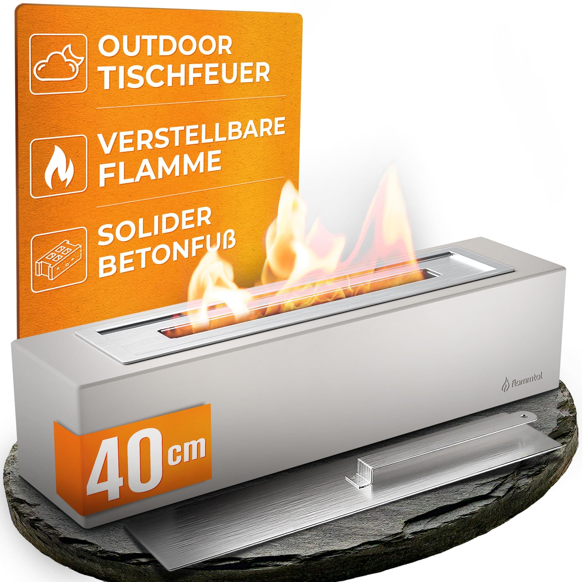 🔥 Flammental Bioethanol Tischfeuer für Terrasse Balkon Garten - Tischkamin Outdoor