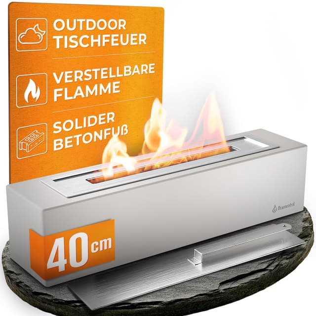🔥 Flammental Bioethanol Tischfeuer für Terrasse Balkon Garten - Tischkamin Outdoor