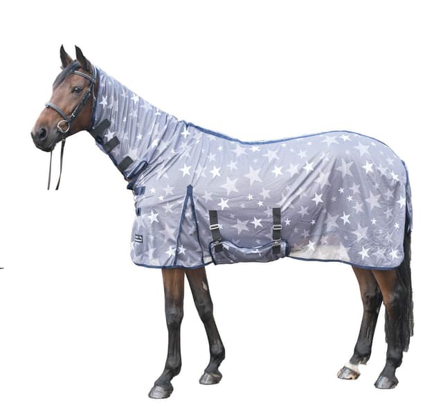 🌟 HKM Stars Combo Fliegendecke grau/weiß 115 cm 🌟