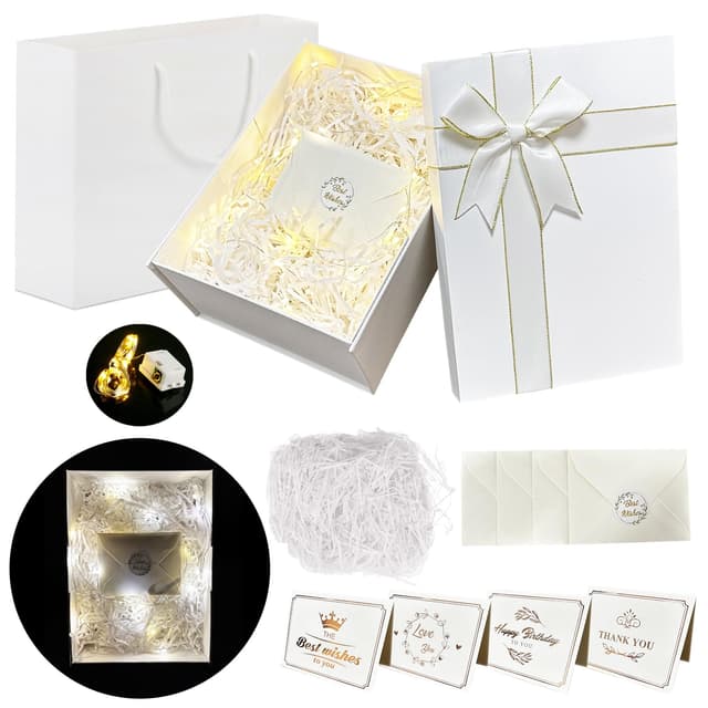 YeahBoom Geschenkbox Mit Schleife, Geschenkschachtel, Geschenkbox mit Deckel - Weiß 1 Stück (1er Pack) 🎁❤️