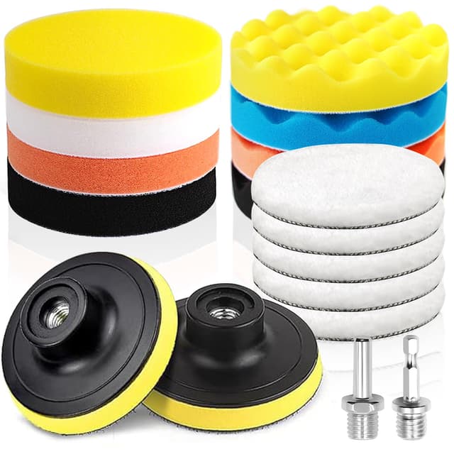 🚗 Qeuufieu 150mm Polierschwämme Pads, 17 Stück Polierset, Polieraufsatz Winkelschleifer Polierschwamm Polierhaub Polierauflage 🚗