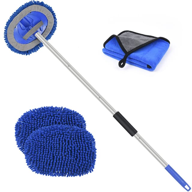 🚗 URAQT Autowaschbürste Teleskop, 160CM - 3-in-1 Faltbar Multifunktionale Reinigungsbürste 🧼