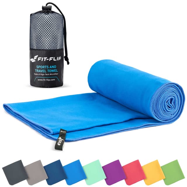 Fit-Flip Mikrofaser Handtuch - Kompaktes und leichtes Allzweck-Handtuch in Blau 60x120cm