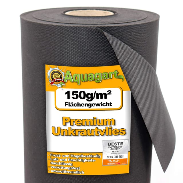 🌿🛡️ Aquagart Garten Unkrautvlies 150g inkl. 10 Erdanker | Umweltfreundliche Unkrautmatte