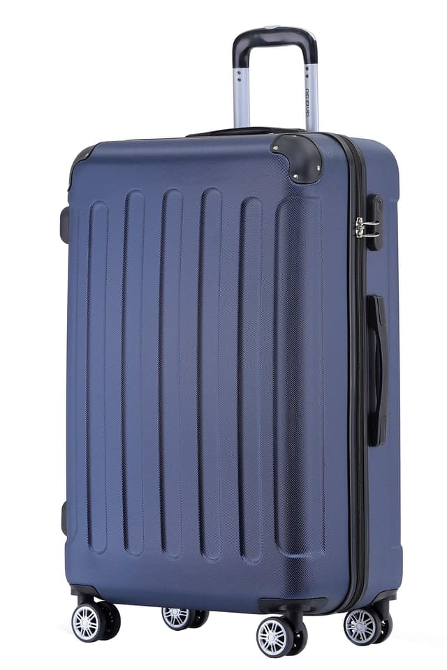 🌟 BEIBYE Hartschalen-Koffer Trolley Rollkoffer Reisekoffer Handgepäck 4 Rollen (M-L-XL-Set) (Dunkelblau, L) Dunkelblau L 🌟