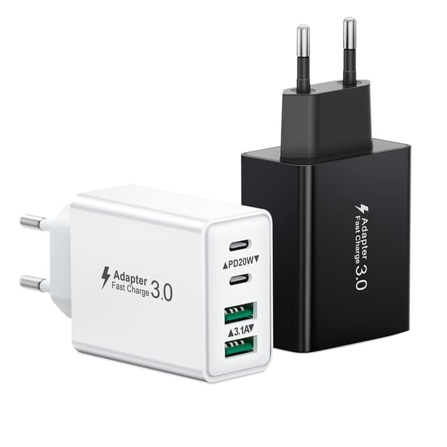 Angebot: 2-Pack USB C Ladegerät, 40W 4 Ports Mehrfach Ladegerät mit PD Power Adapter und QC 3.0