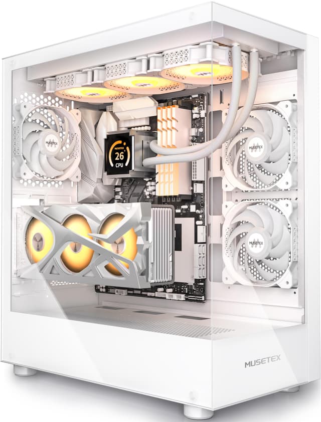 MUSETEX PC Gehäuse ATX 3 Non-LED Lüfter vorinstalliert, Typ-C Mid-Tower Computergehäuse 🎮🖥️