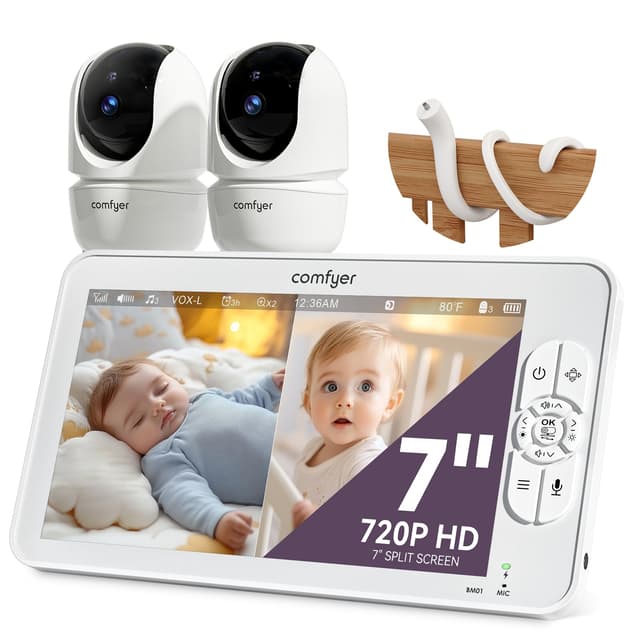 Comfyer Split-Screen Babyphone mit 2 Kameras, 7" HD 720P Video Babyphone 🌟👶