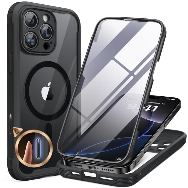 📱 Miracase 360 Grad für iPhone 16 Pro Hülle mit Magsafe - Schwarz