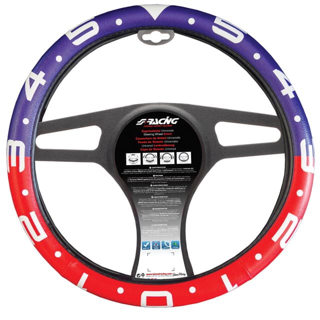 Simoni Racing Lenkradbezug Clock - 🔴⚪🔵 Ökoleder - 37-39cm