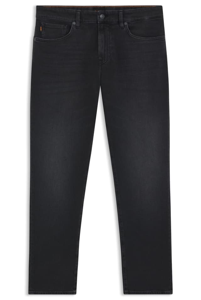 👖 BOSS Herren Onyx BO Schwarze Tapered-Fit Jeans