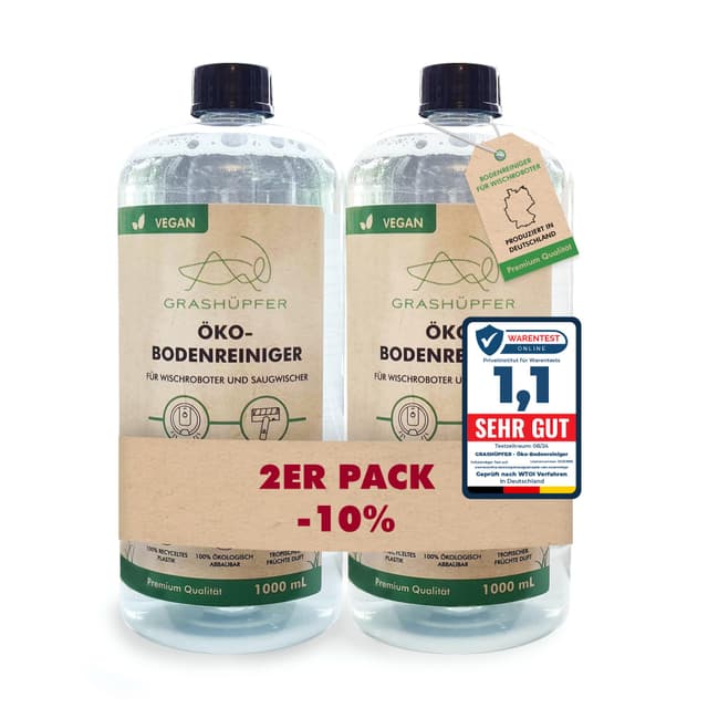 Angebot: 2er Set GRASHÜPFER® Öko Bodenreiniger für Wischroboter [TROPISCH]