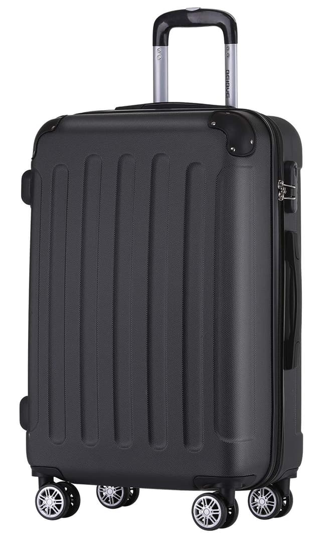 🧳 BEIBYE Hartschalen-Koffer Trolley Rollkoffer Reisekoffer Handgepäck 4 Rollen (M-L-XL-Set) (Schwarz, L) Schwarz L 🛄