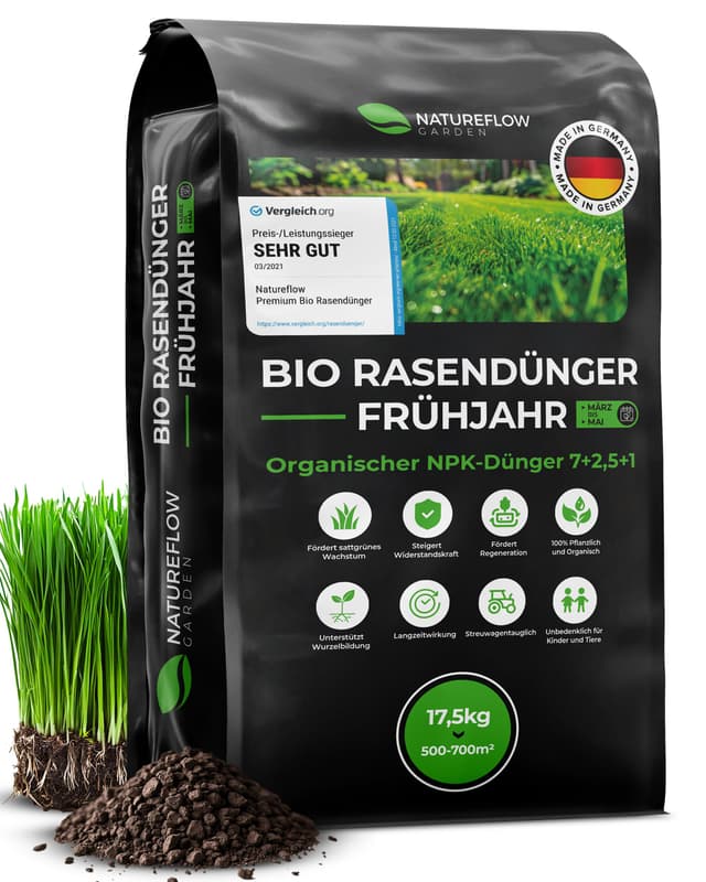 Bio Rasendünger Frühjahr & Sommer TESTSIEGER Made in Germany 🌱