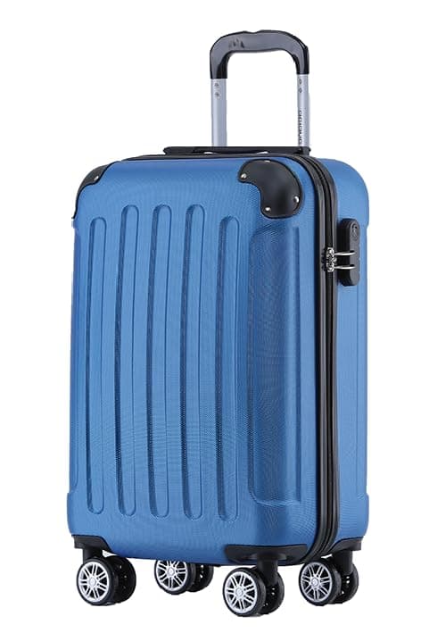 🌟 BEIBYE Hartschalen-Koffer Trolley Rollkoffer Reisekoffer Handgepäck 4 Rollen (M-L-XL-Set) (Blau, M) Blau M 🌟