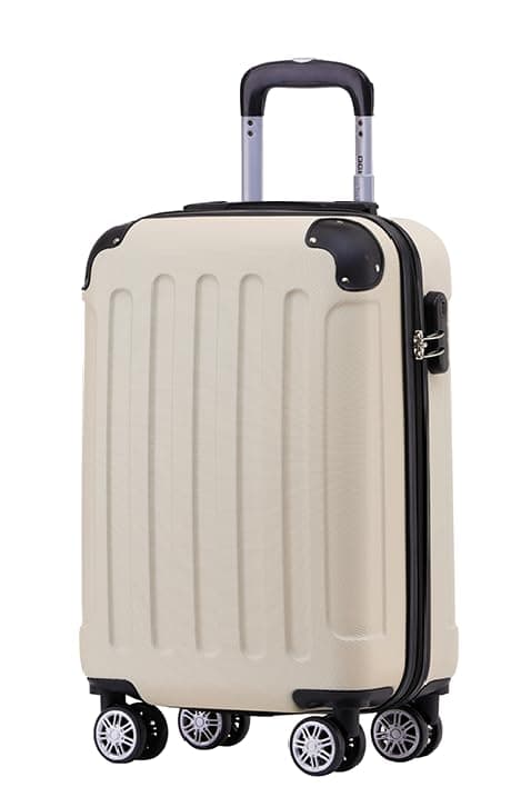 🧳 BEIBYE Hartschalen-Koffer Trolley Rollkoffer Reisekoffer Handgepäck 4 Rollen (M-L-XL-Set) (Creme White, M) Creme White M 🧳