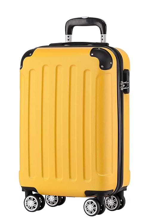 🧳 BEIBYE Hartschalen-Koffer Trolley Rollkoffer Reisekoffer Handgepäck 4 Rollen (M-L-XL-Set) (Gelb, M) Gelb M - Hochwertiges 3er Kofferset