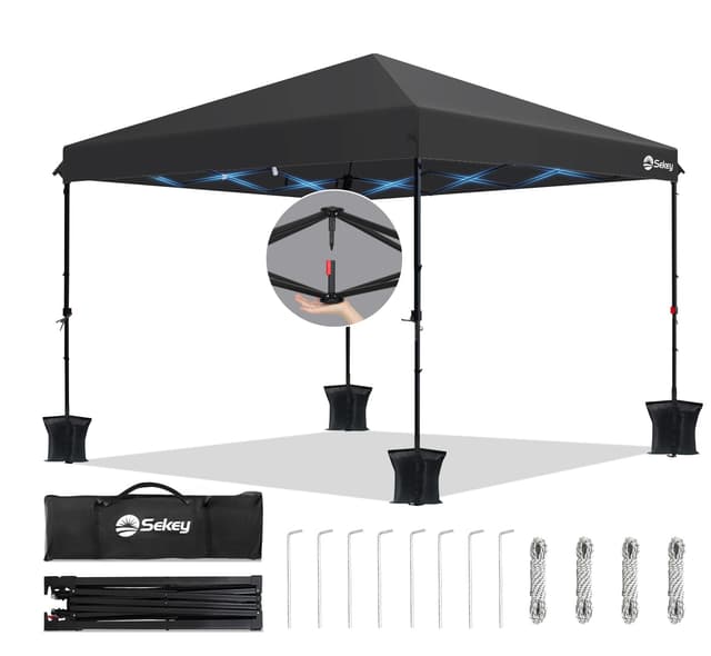 Sekey One-Touch Pop Up Pavillon 3x3 Schwarz - Wasserdicht & Stabil 🎪