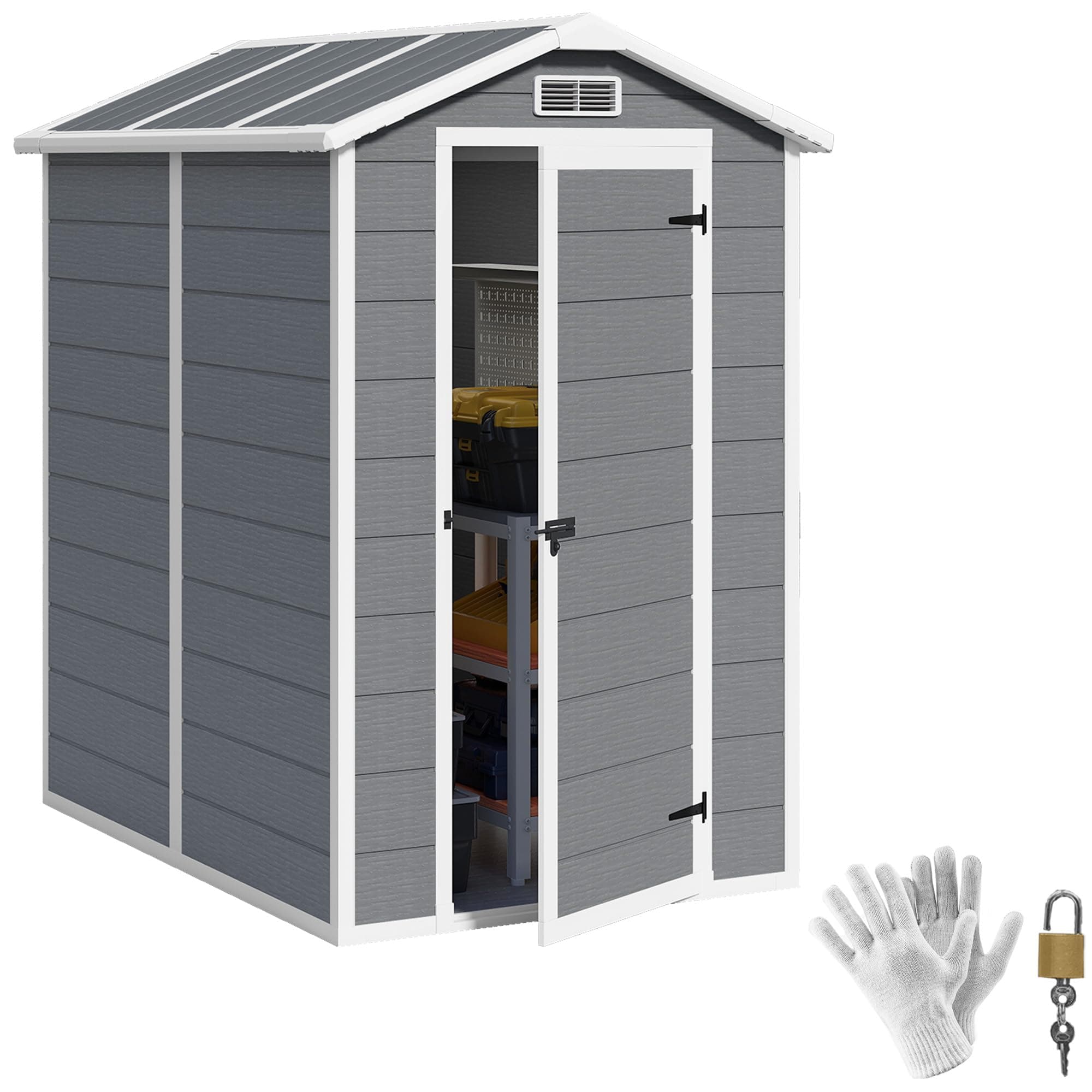 🌿🏠 Outsunny Gerätehaus 2,1m² mit Boden und Fenster, Wasserdicht und UV-beständig 🚲🔒