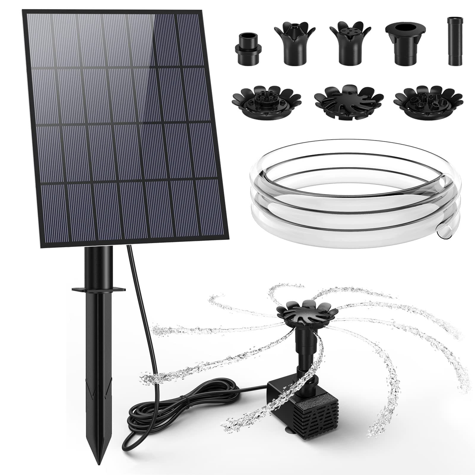 AMZtime 3,5W DIY Solar Springbrunnen für Außen mit 1,5M Wasserleitung und Pfahl 🌞🌿