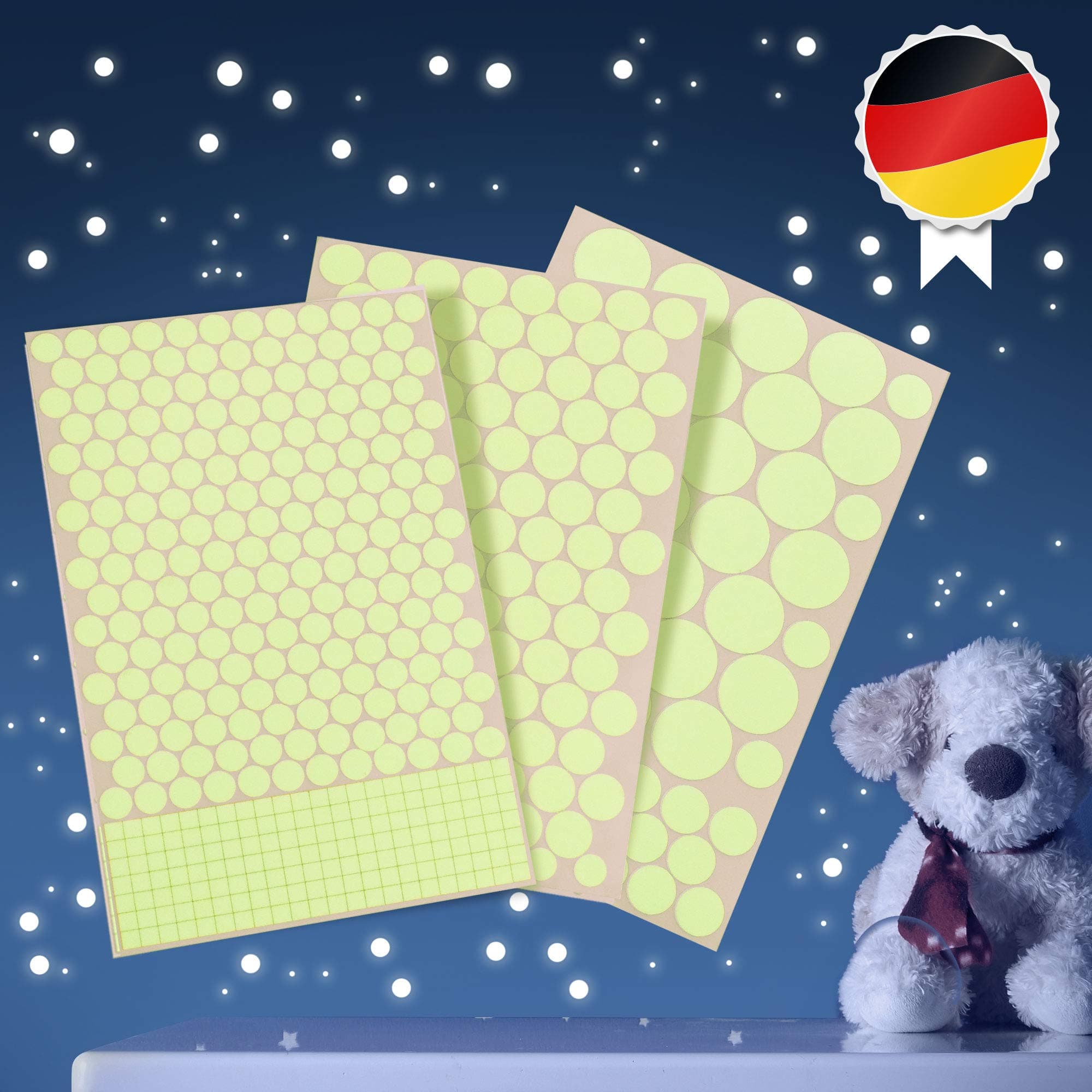 🌟 Paraboo Leuchtpunkte - 524 fluoreszierende leuchtende Aufkleber für Kinderzimmer