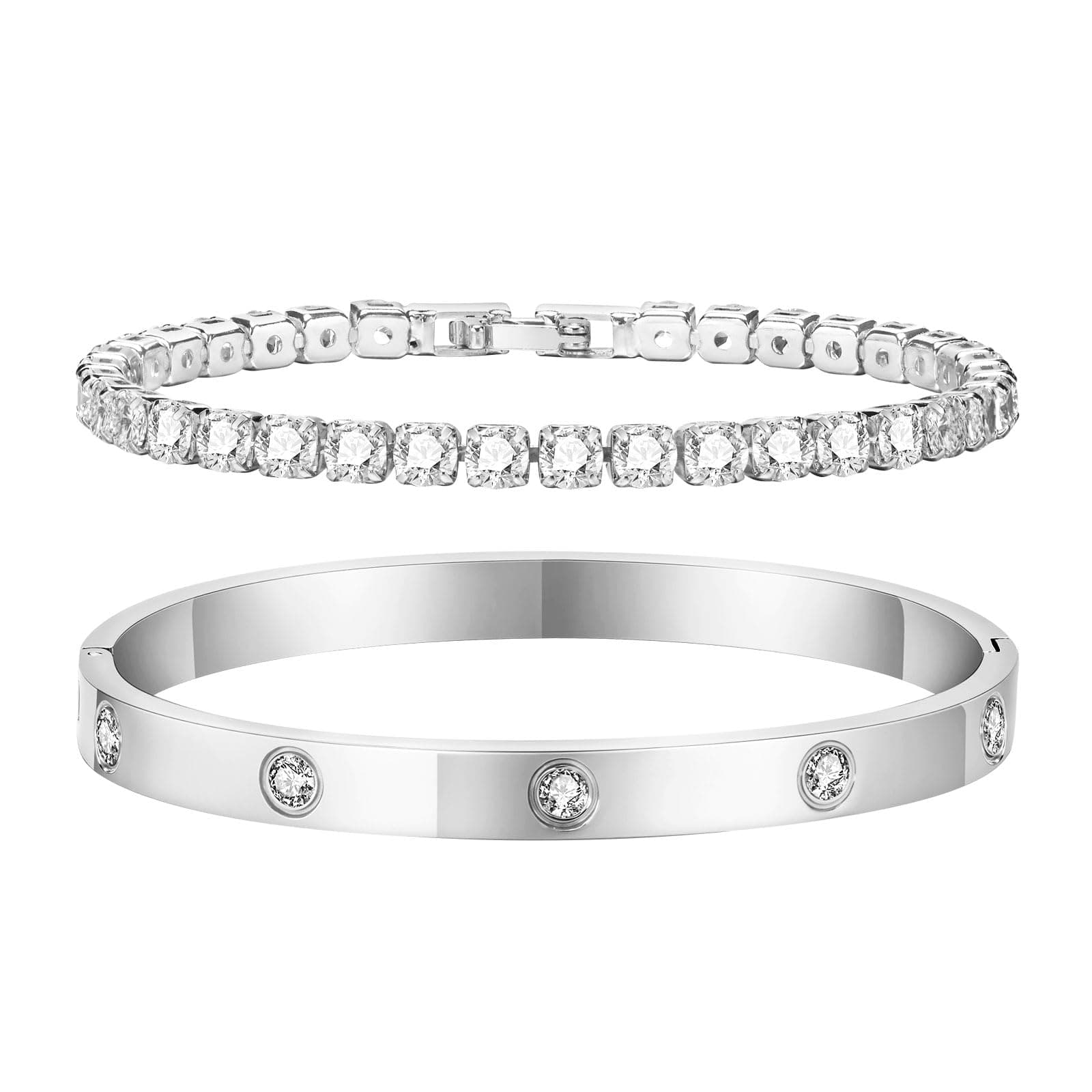 TempBeau Armband Damen Gold Silber Tennisarmband mit Kristallen 🌟 6mm Breit Cubic Zirkonia Armreif für Frauen