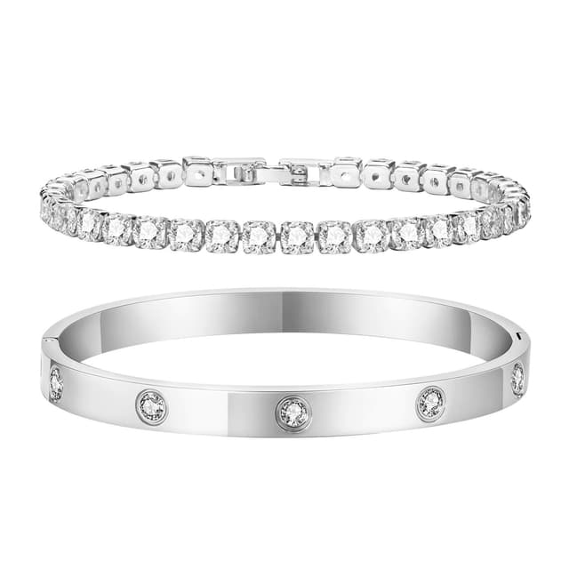 TempBeau Armband Damen Gold Silber Tennisarmband mit Kristallen 🌟 6mm Breit Cubic Zirkonia Armreif für Frauen