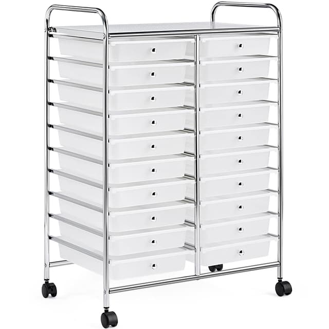 📦 Yaheetech Rollwagen Badrollwagen Rollcontainer mit 20 stapelbaren Schubladen 🏠