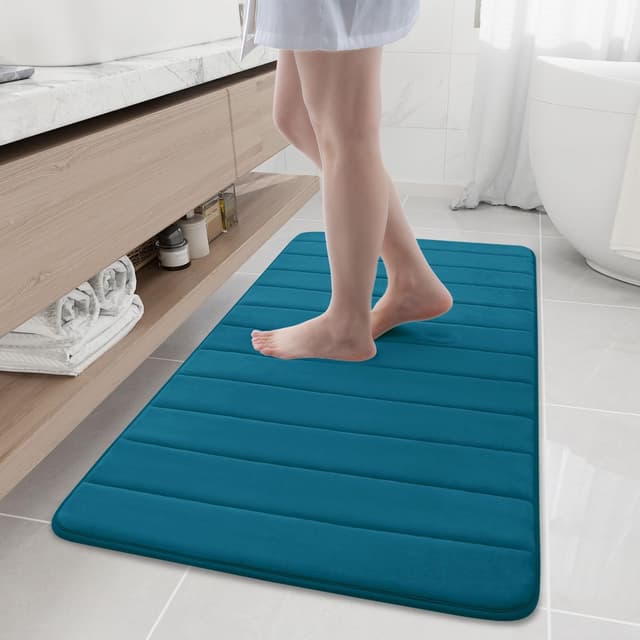 🛁🧼 Homaxy Memory Foam Badezimmer Badteppich 61 x 120 cm Blau 🚿🛌