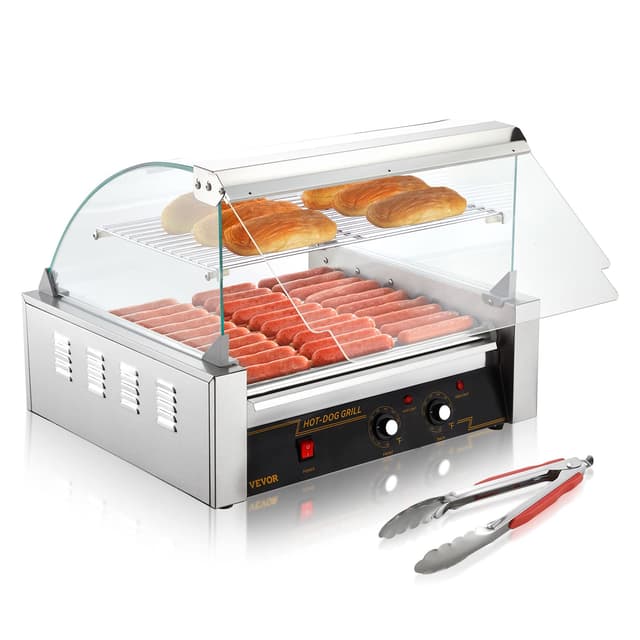 🌭 VEVOR Hot Dog Maker Hot Dog Grill Hotdog Rollen Grill Edelstahl 11 Rollen 2,2kW - Sonderangebot!