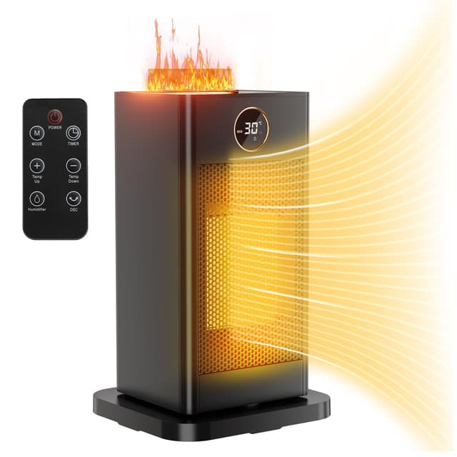 LIFERUN 1500W Keramik Heizlüfter mit Luftbefeuchter & LED Flammenlicht 🌬️🔥