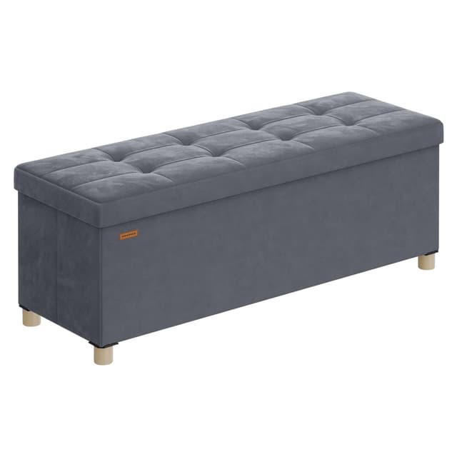 🌟 SONGMICS Sitzbank mit Stauraum, Hocker faltbar, 38 x 110 x 40 cm, Samt, bis 300 kg belastbar 🌟