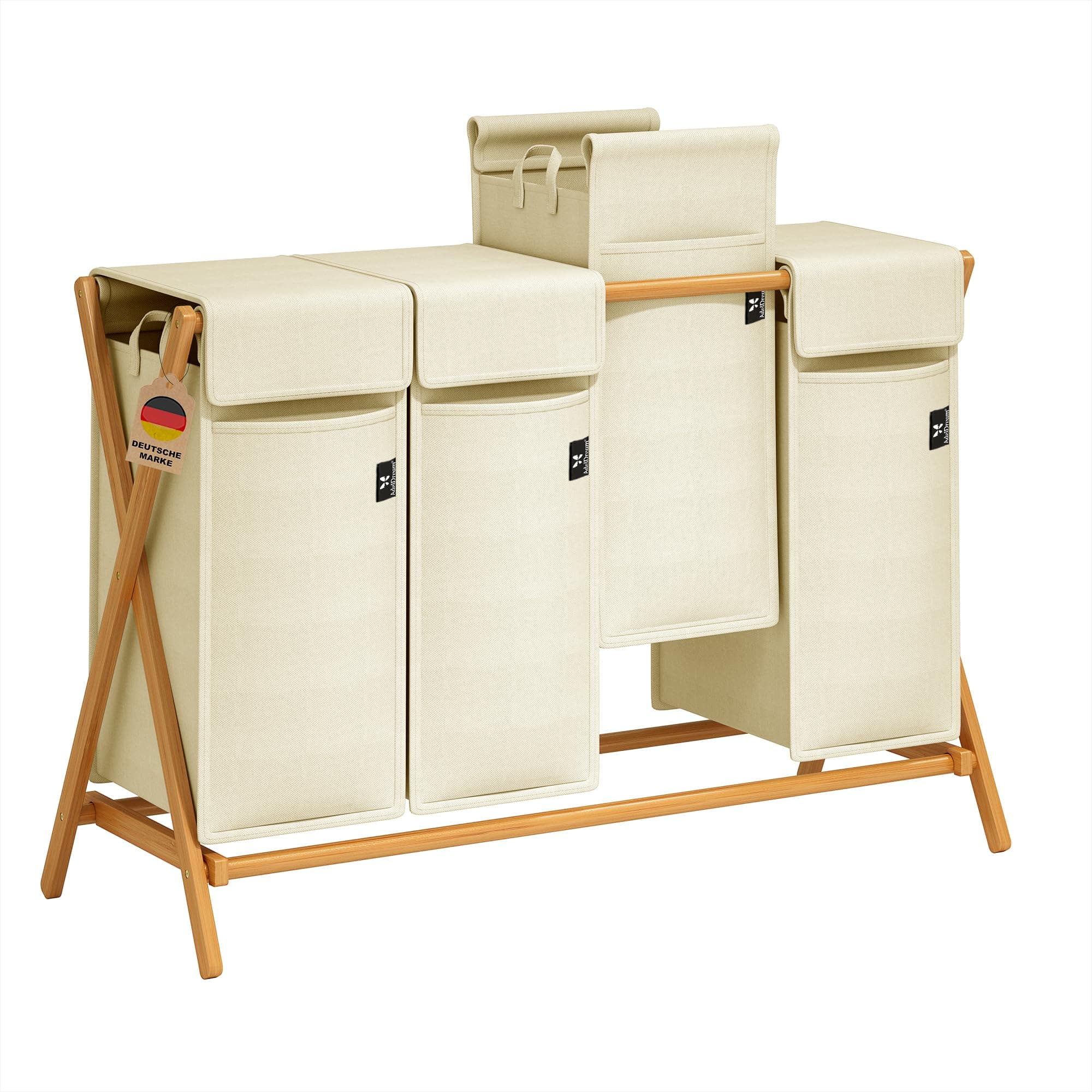 🌿🧺 AdelDream 200L Wäschekorb mit 4 Fächern aus Bambus 🌟