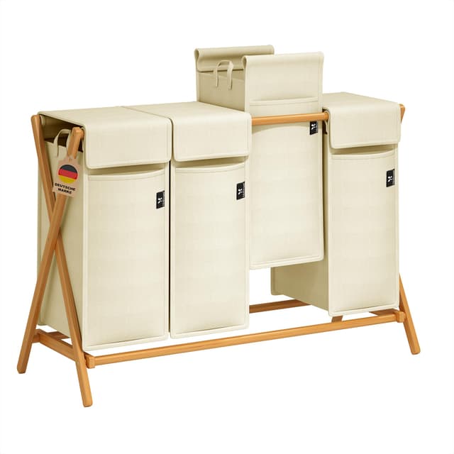 🌿🧺 AdelDream 200L Wäschekorb mit 4 Fächern aus Bambus 🌟
