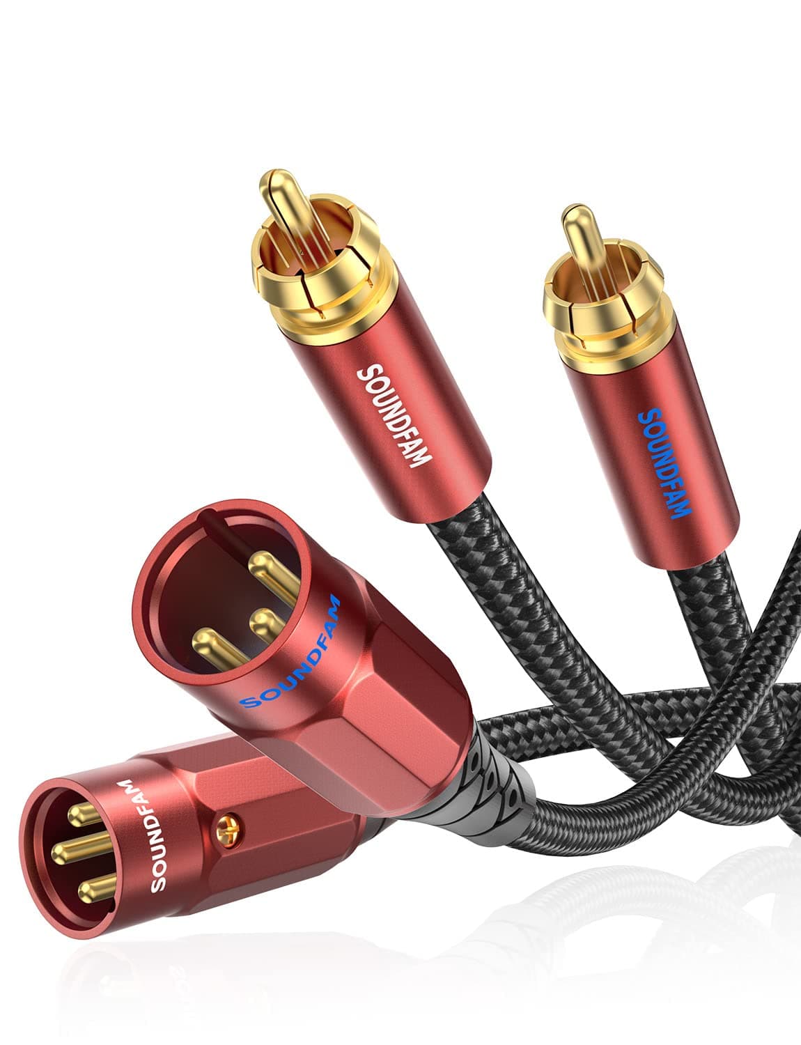 SOUNDFAM Dual Cinch auf XLR Kabel 3M - Premium 2RCA-Stecker auf 2XLR-Stecker