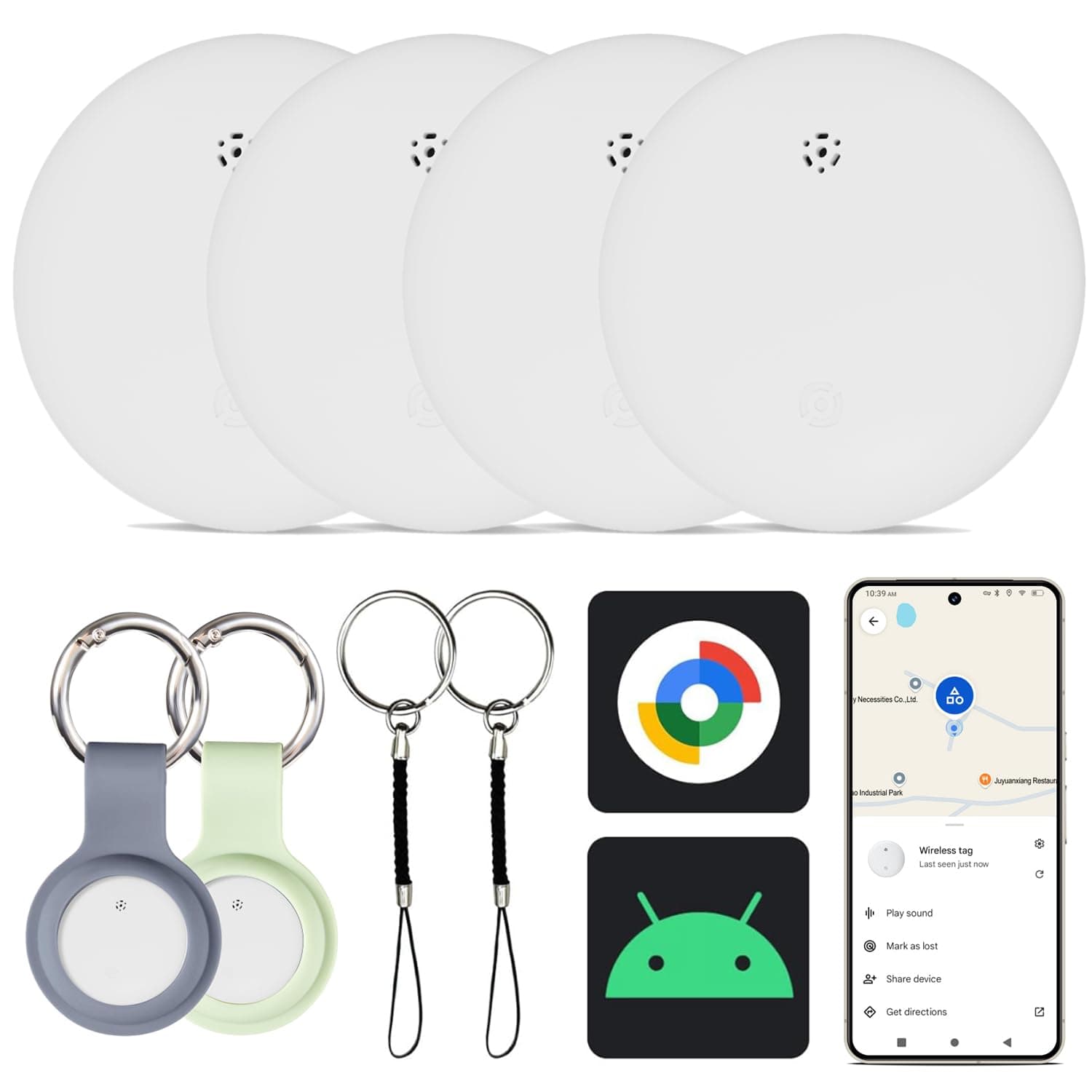 🔍 Reyke GPS Tracker Android, Air Smart Tag 4er Pack - Weiß - Sonderangebot