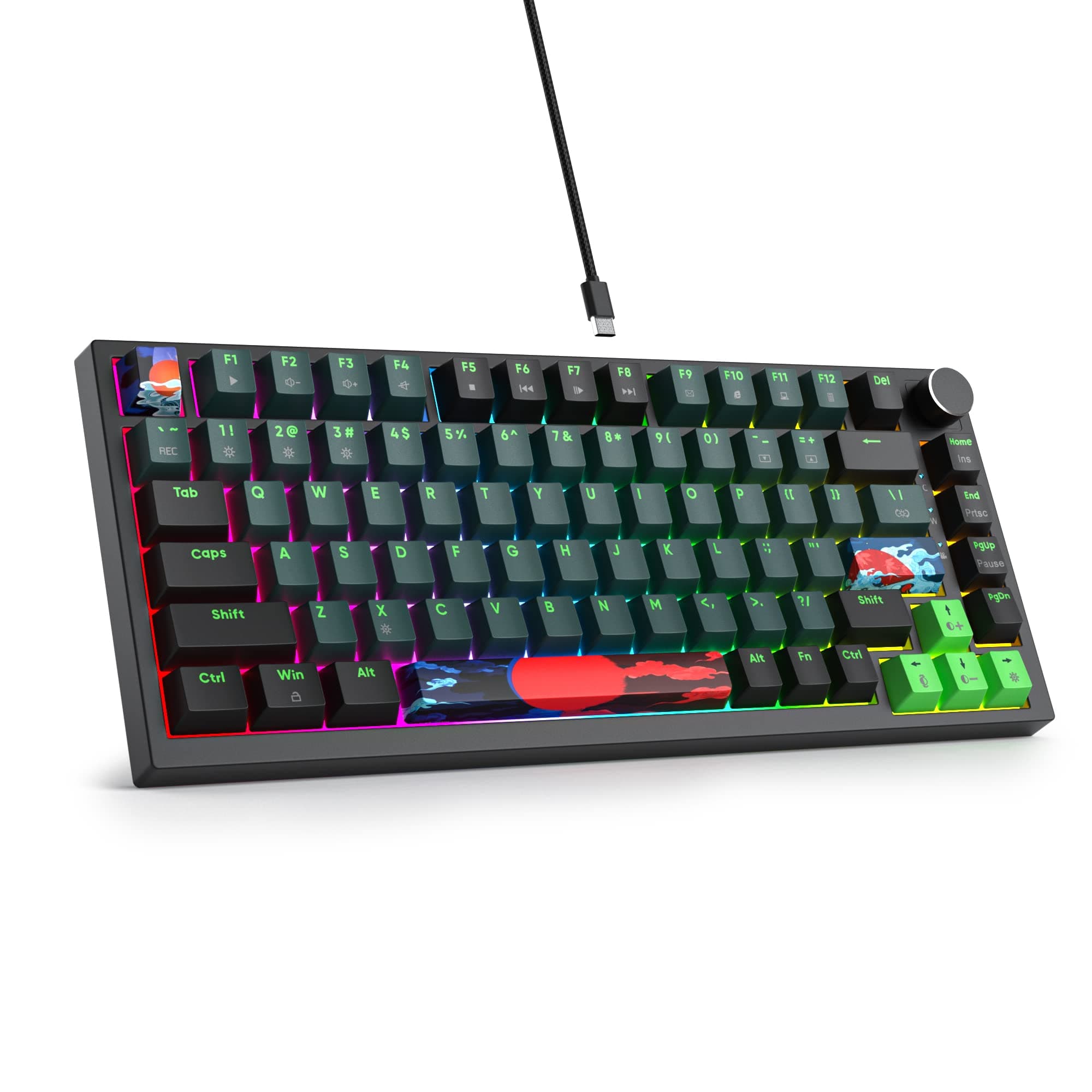 SOLIDEE Verkabelte Mechanische Gaming Tastatur 75% mit RGB, NKRO und Hot-Swap-fähigen Mechanischen Schaltern