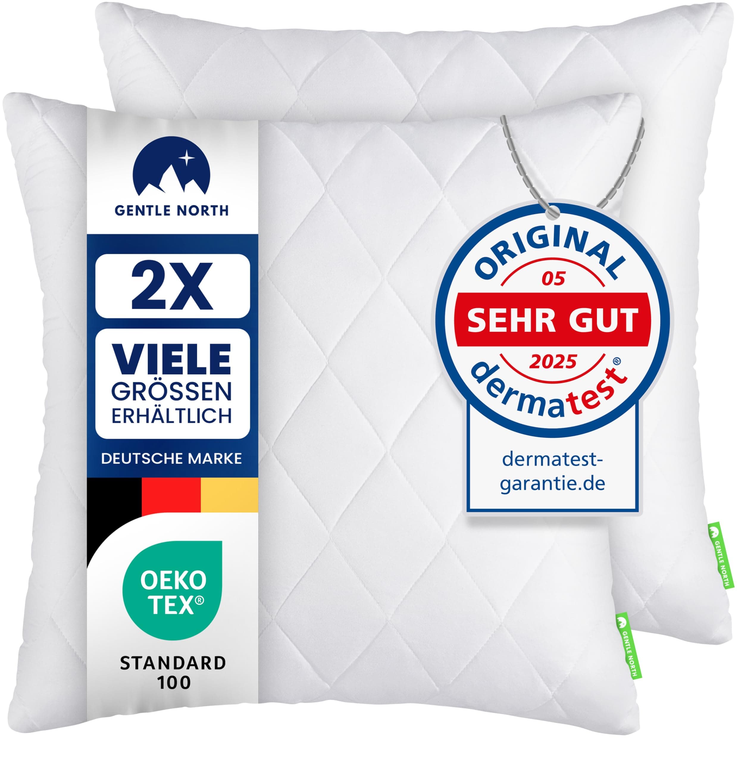 Gentle North Kopfkissen (80x80 cm groß) - 2er Set Kissen für Bett und als Dekokissen 😍
