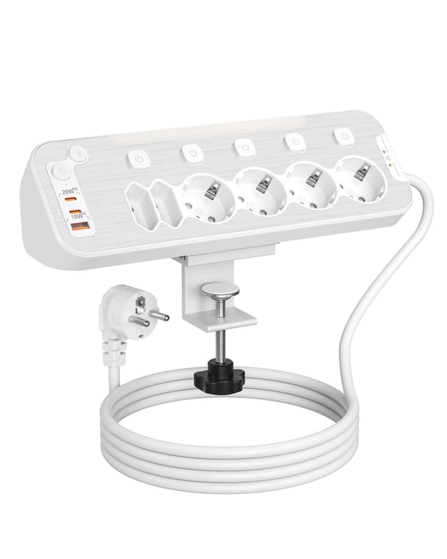 🔌 Tischsteckdose mit USB C, PD 20W - Steckdosenleiste Schreibtisch 🖥️