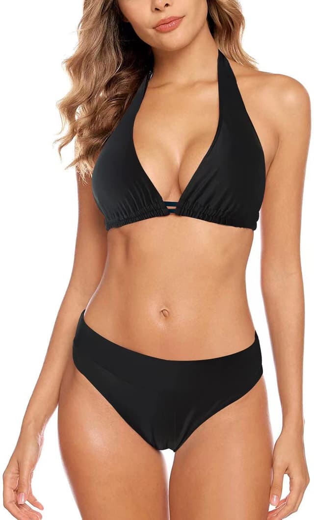 👙 Aidotop Damen Bikini Set Triangel Badeanzug Strand Ties Zweiteiliger Bademode Bikinihose 20black L - Angebot