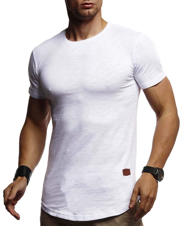 Leif Nelson T-Shirt Herren Sommer Rundhals-Ausschnitt XL Weiß 🌟