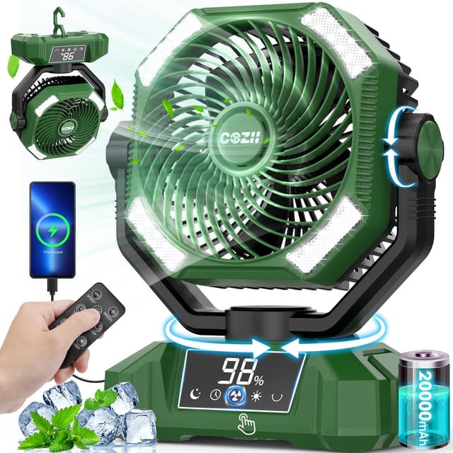 COZII Camping Ventilator 20000mAh USB Tischventilator 🏕️